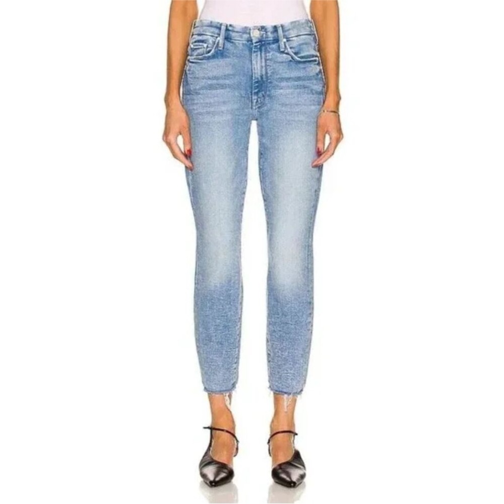 Mother Denim Women's High Waisted Looker Ankle Fray Jeans in Deep Breaths Sz 28